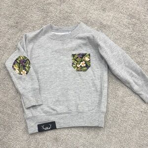 Rabbit Skins Gray Kids Sweatshirt with Floral Accents 3T